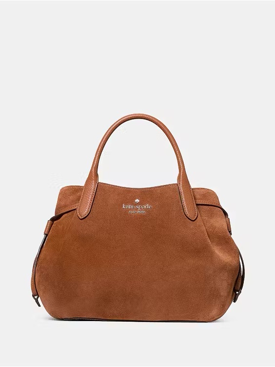 Kate Spade Dumpling Small Suede Satchel Crossbody Bag, Warm Gingerbread Nwt